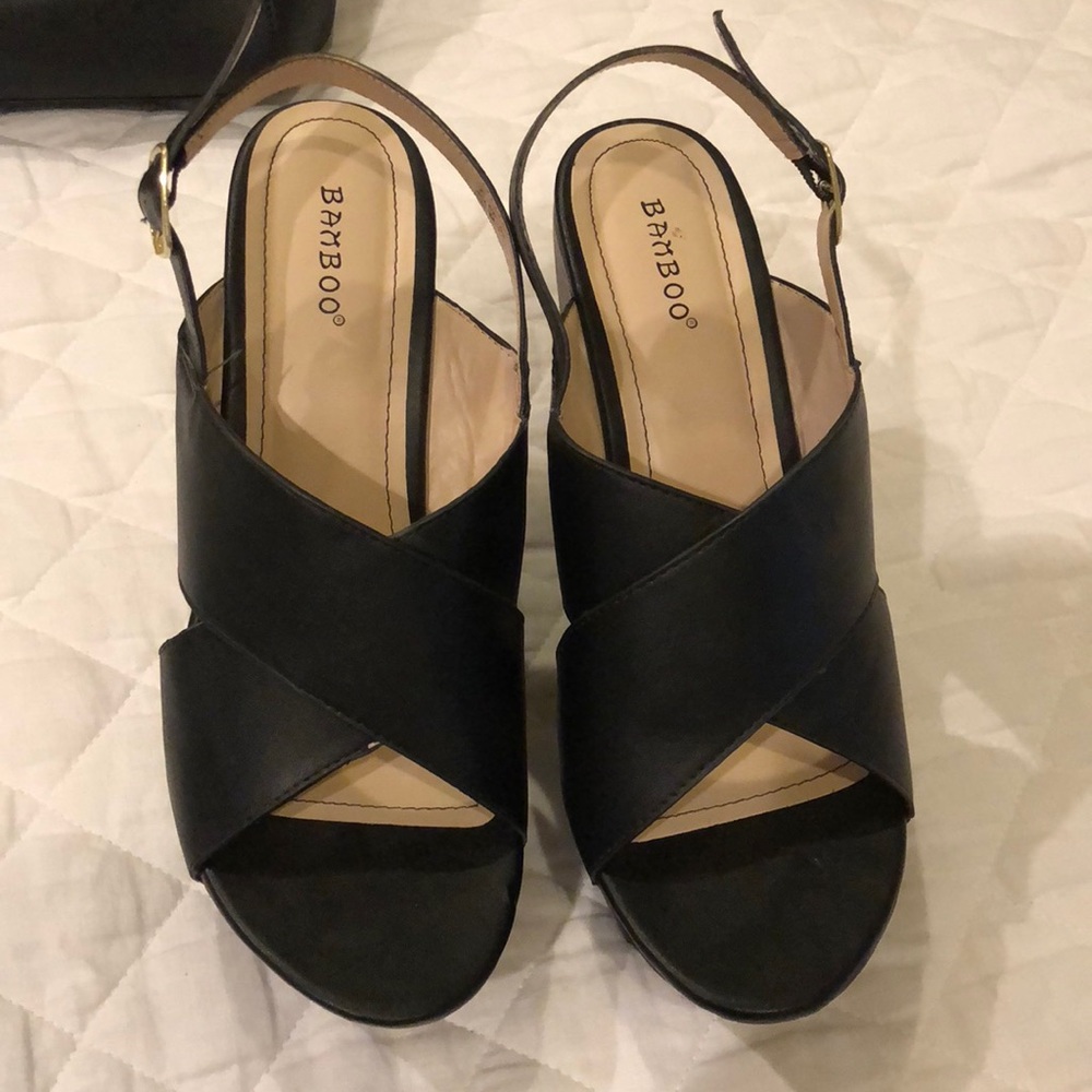 Black and brown Bamboo wedges